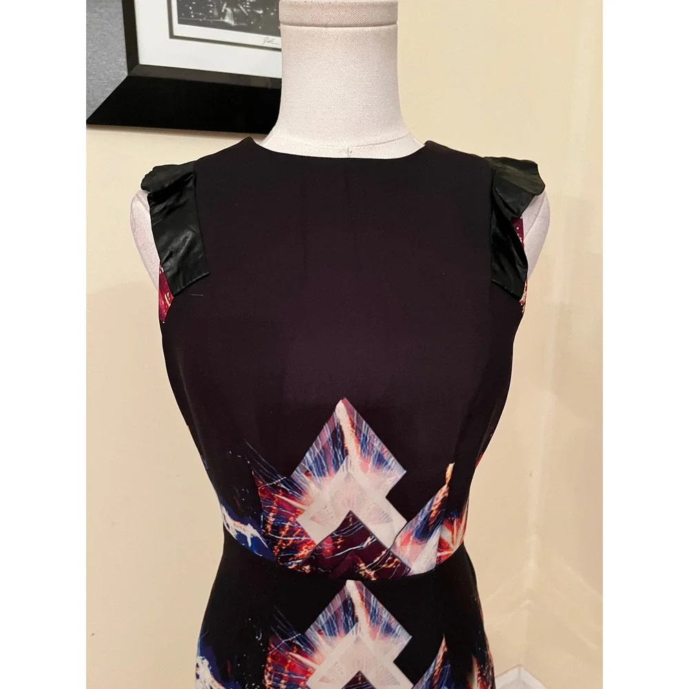 Sandro Paris Fireworks Print Ruffle Mini Dress Black Size 1 Small